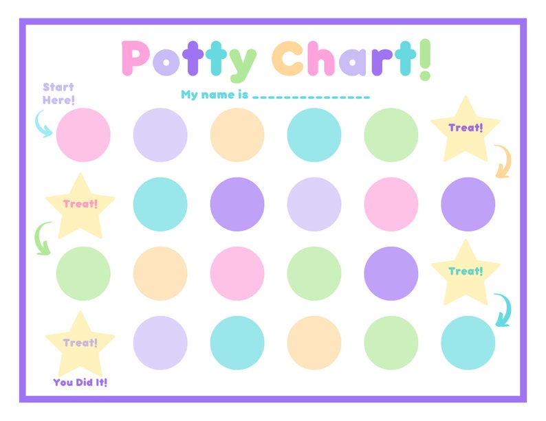 Colorful Potty Chart! Sticker Potty Chart! Potty Chart Printable! Potty ...