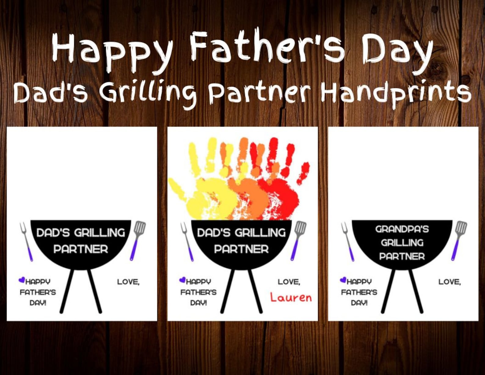 Happy Father's Day Handprint Craft! Dad's Grilling Partner Handprint ...