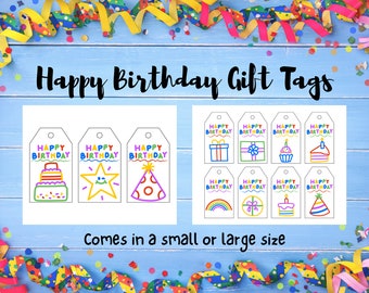 Happy Birthday Gift Tags! Printable Happy Birthday Gift Tags! Colorful Happy Birthday Gift Tags! Happy Birthday Gift Tags Digital Download!