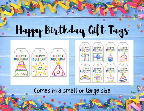 Happy Birthday Gift Tags Printable Happy Birthday Gift Tags - Etsy