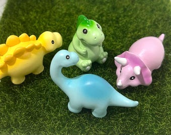 dinosaur figurines set of 4 miniatures cute desktop decor collectables Terrarium DIY craft Fairy garden doll house party favors stuffers