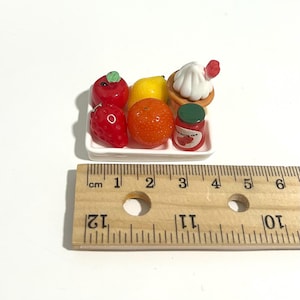 Food fruit tray plate- dollhouse - miniature - mini objects- I Spy - sensory bin - school - Montessori language objects - gift