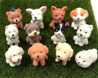 mini dog figurines, set of 12 pcs miniature, Montessori language object trinket craft dollhouse DIY decor decoration cute