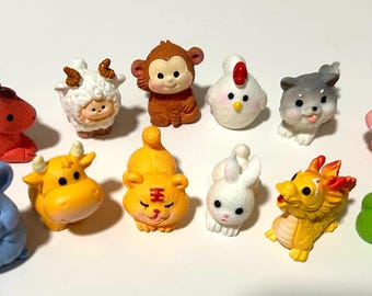 Animals Chinese Zodiac figurines - Lunar New Year home decor decoration - I Spy - sensory bin - gift - miniatures
