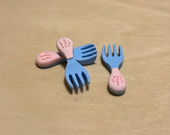 fork - miniature Montessori language object trinket craft dollhouse resin