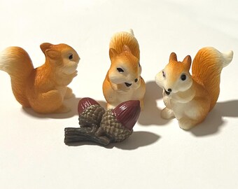 squirrel - acorn - miniature Montessori language object - sensory bin - trinket craft diy dollhouse resin toy tiny mini terrarium diorama