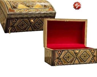 Handmade Mosaic Jewelry Box: Turkish Inlaid Pearl Keepsake Box with Aleppo Laurel Soap