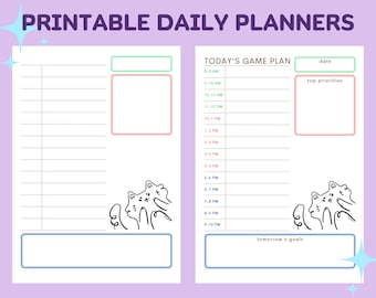 Cute Printable Daily Planner w/ Hand Drawn Cats