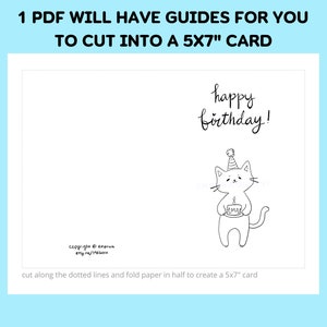 Printable Cat Birthday Card - Sizes 5x7 and 5.5x8.5 - Etsy