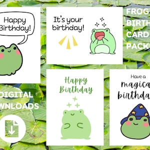Printable Frog Birthday Card Pack | 5x7 inches | Cute Frog Art