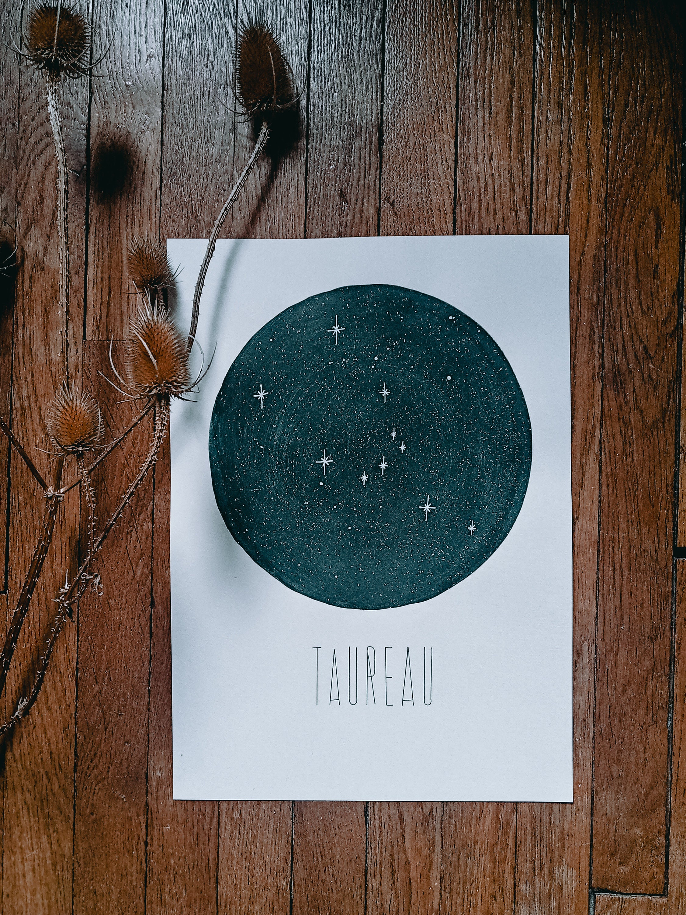 Affiche A3 Constellation Personnalisée Peinte à La Main