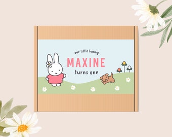 Miffy Birthday Party Label: Editable Canva Template (Instant Download)