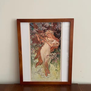 Alphonse Mucha Spring Framed Print Seasons Art Nouveau 12x15 Printemps Saisons Wall Art 1896 Goddess Witch