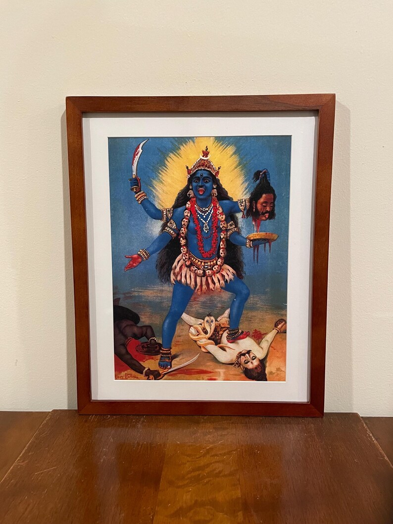 Kali Raja Ravi Kali Trampling Shiva Raja Ravi Varma Framed Print 12x15 Hindu Goddess ...