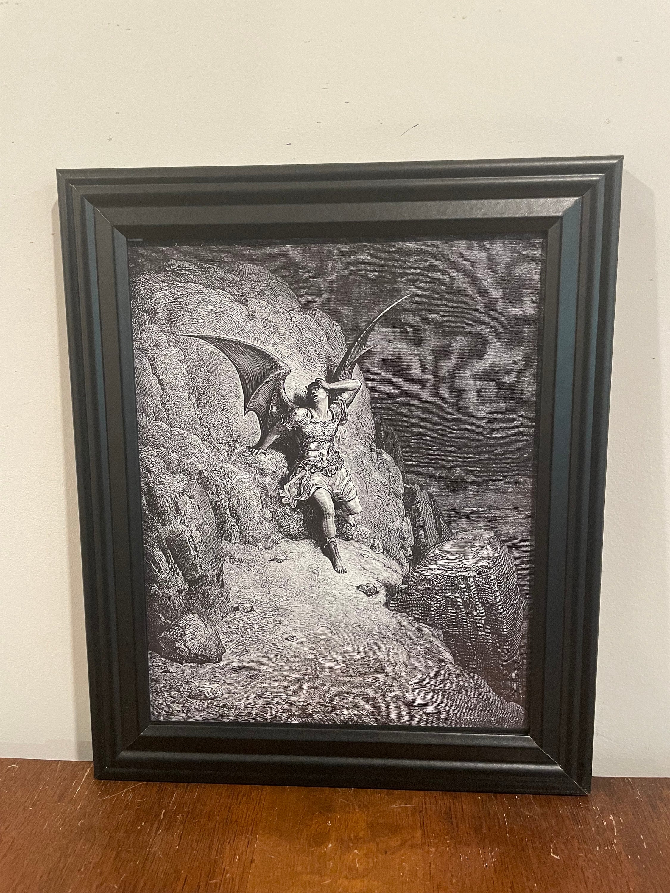 Gustave Dore Satan Lucifer Paradise Lost Framed Print Black Frame