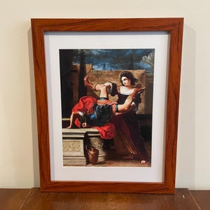 Timoclea Kills Captain of Alexander the Great 1659 Elisabetta Sirani 12x15 Feminist Art Feminism Renaissance Brown Frame Wall Art Italy