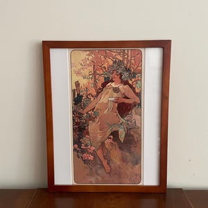 Alphonse Mucha Autumn Framed Print Seasons Art Nouveau 12x15 Fall Automne Saisons 1896 Witch Goddess Brown Frame Wall Art
