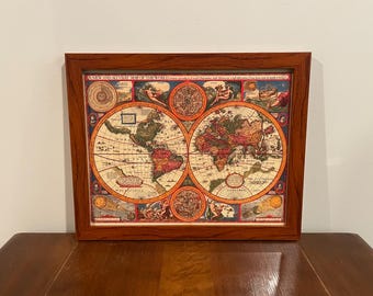 A New and Accvrat Map of the World 1626 Print Framed Foil Art