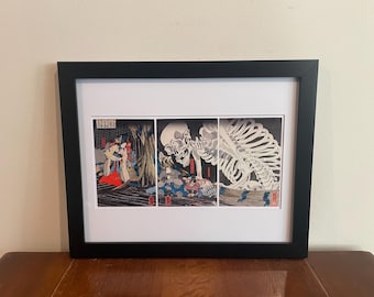 Witch & Skeleton Specter Framed Japanese Art Inkjet Print 15x12 Kuniyoshi Ukiyo-e Takiyasha Spectre Ukiyoe Japan Yokai Ghost Wall Art