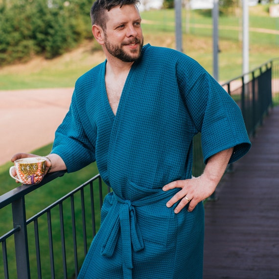 blue waffle dressing gown Blue Flower Waffle Dressing Gown