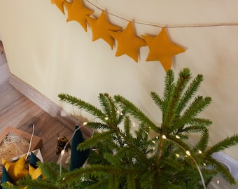 Handmade Christmas Star Garland: Organic Cotton Muslin Starlight Bunting