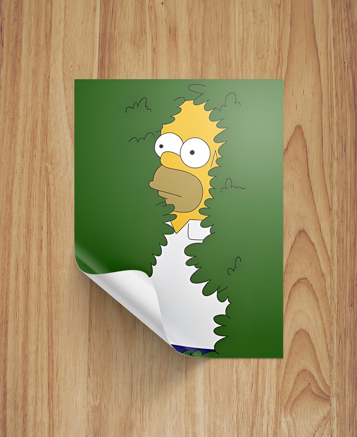 Homer Bush Meme Sticker | Funny Homer Simpson Sticker | Perfect for Laptops, Water Bottles, and More 3x4 inches