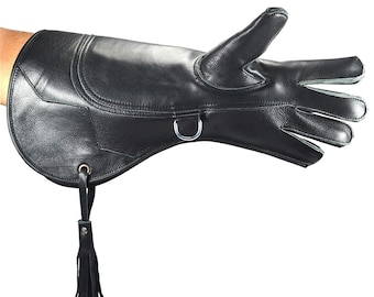 Black Nubuck Leather Falconry Glove – 14" Left Hand Raptor Birds Handling