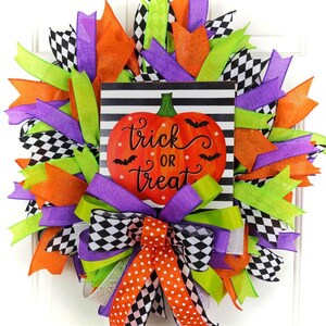 DIY Halloween Wreath Kit – Trick or Treat Mesh Wreath, Complete Kit with Pre-Cut Ribbons & Pre-Made Bow image 8