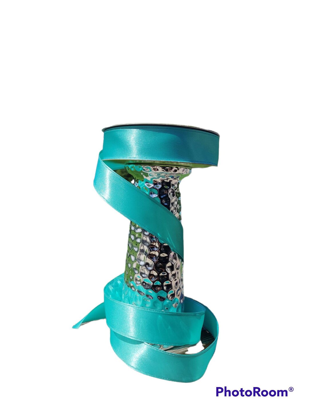 Teal Satin Wired Ribbon: 1.5