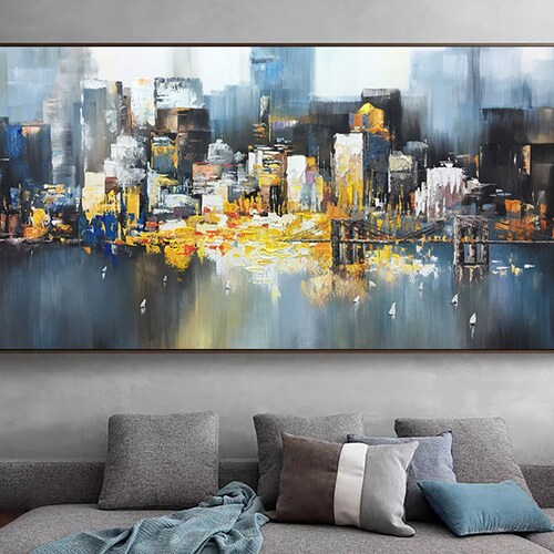 Large New York City Landscape Painting Large Urban Art Etsy