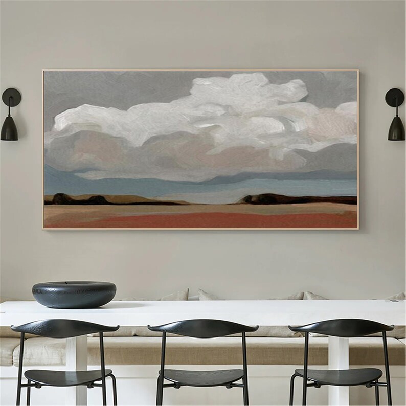 Large Original Wall Art Abstract Cloud Painting Sky Wall Art Etsy