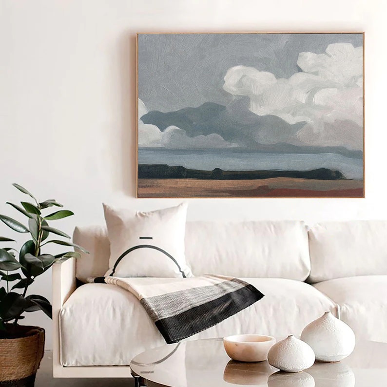 Large Original Wall Art Abstract Cloud Painting Sky Wall Art Etsy