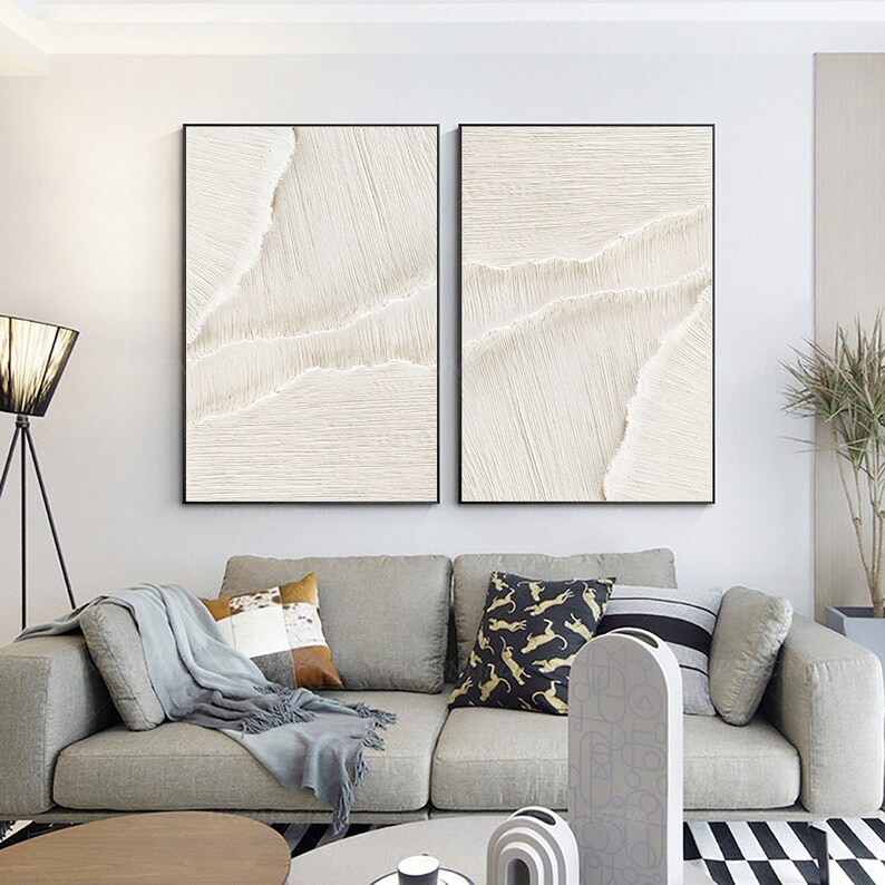 White Beige Textured Art White Abstract Art White 3D Textured Etsy