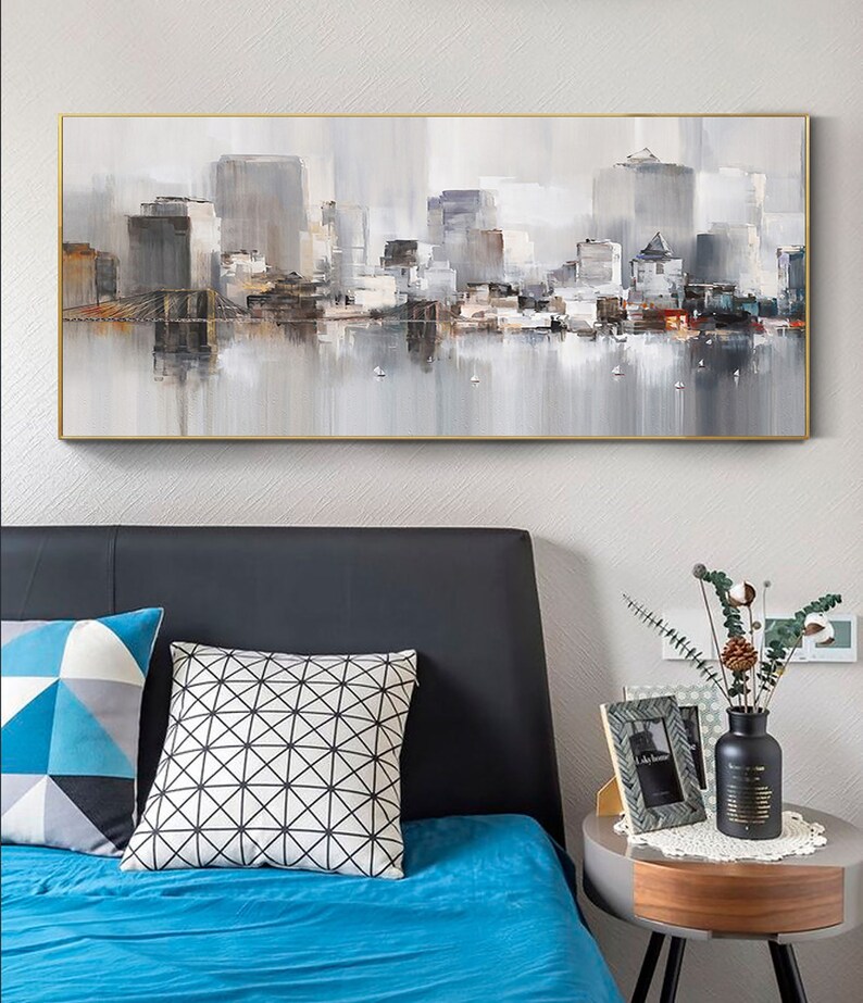 Large New York City Landscape Painting Large Urban Art Etsy