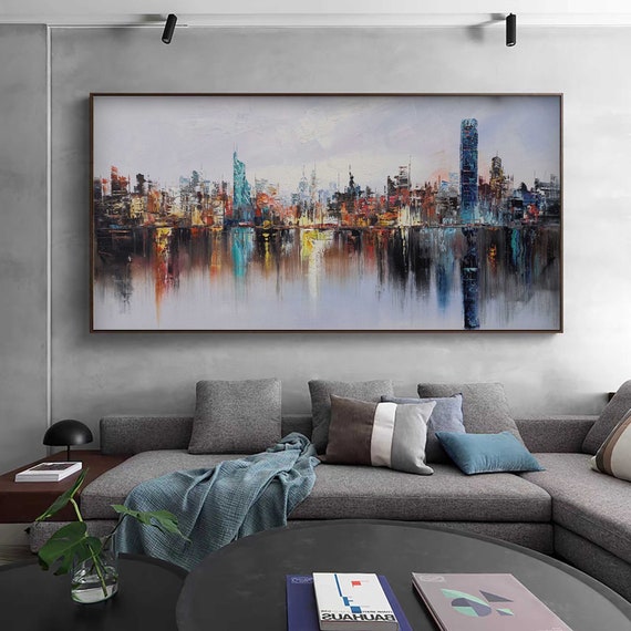 Large New York City Landscape Painting, Original City Art, Handpainted  Large City Art Painting, City Wall Art, New York Wall Art 