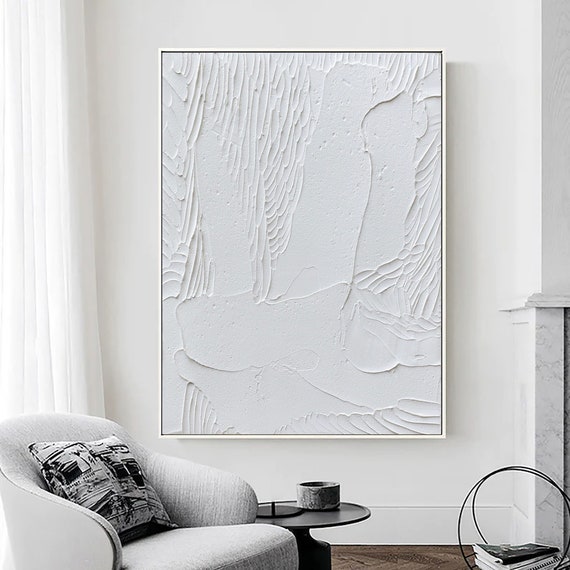 Gran pared abstracta blanca nórdica textura blanca pintura 3D pintura  blanca pintura blanca sala de estar moderna pintura abstracta Arte  minimalista -  España