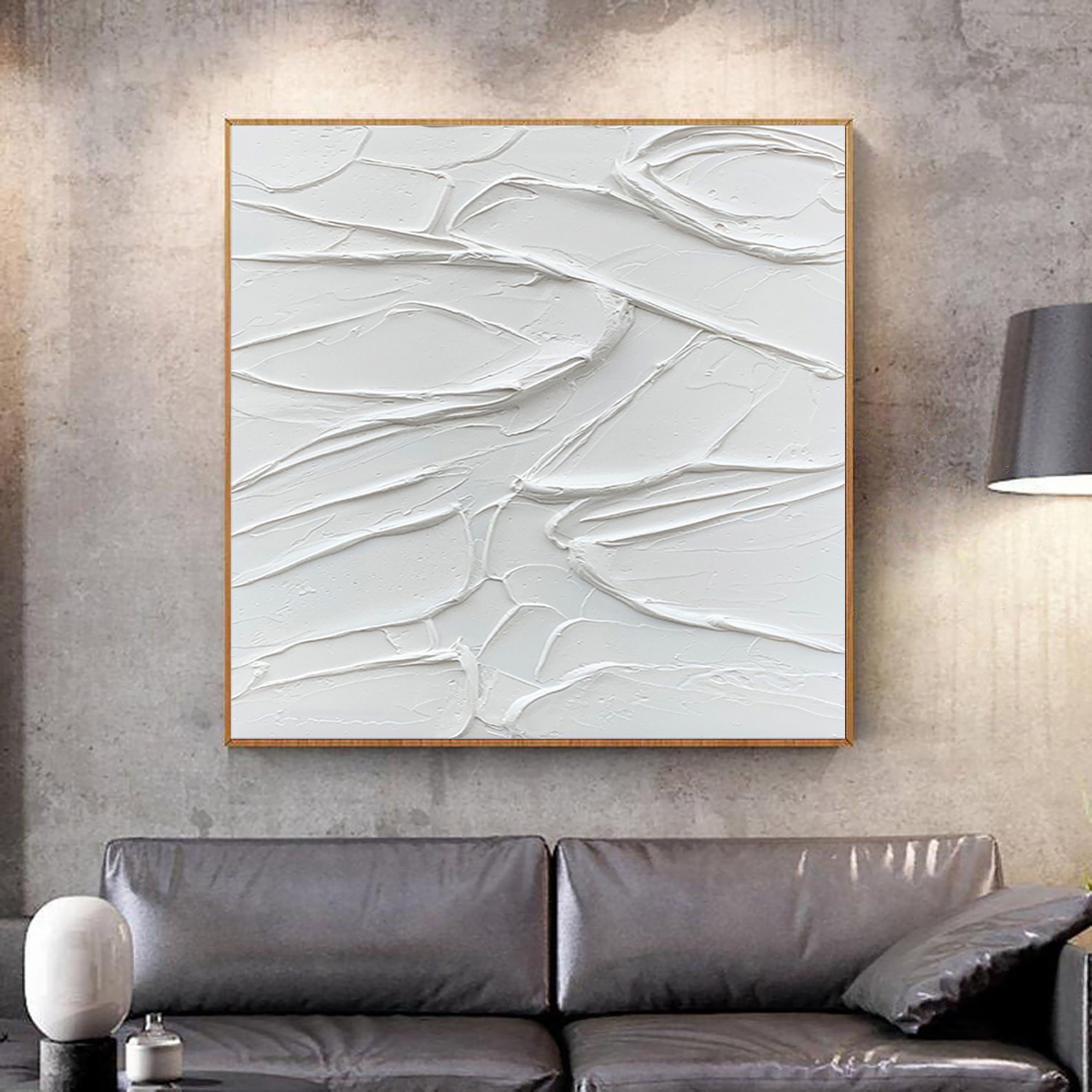 Painting Large Nordic white abstract wall white 3D texture painting ...