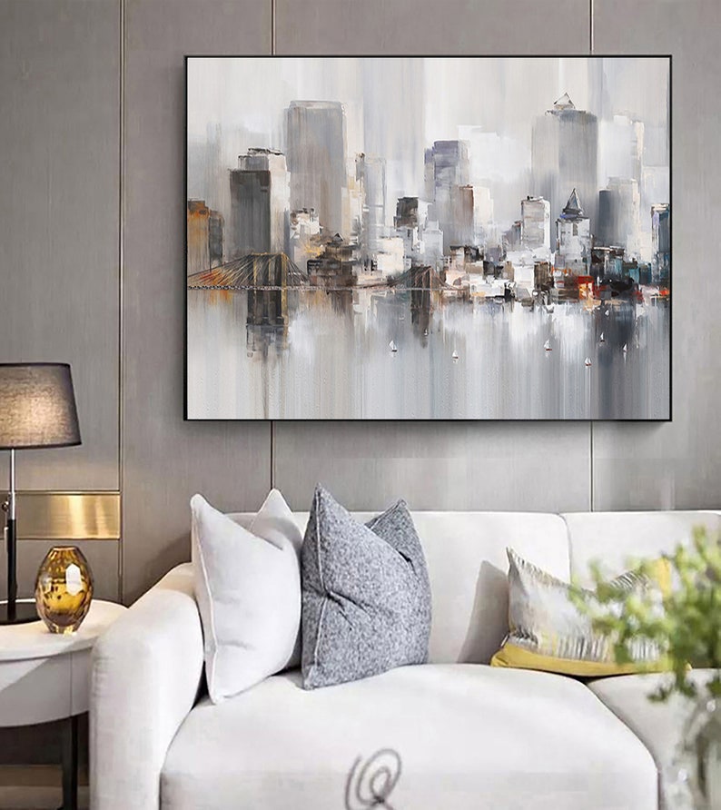 Large New York City Landscape Painting Large Urban Art Etsy