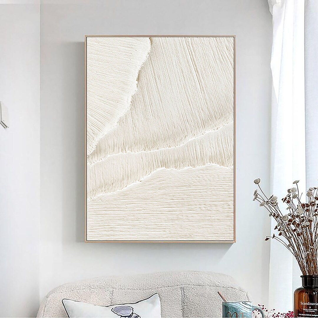Large Nordic White Abstract Wall Beige 3D Texture Painting - Etsy