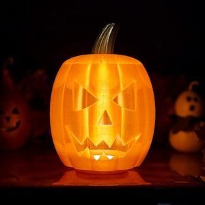 Halloween Jack-O-Lantern Desk Lamp &quot; Scary &quot; | Soft Ambient Cozy Comfort Lighting | Rustic Lamp | Halloween Light | Night Light | Table Lamp