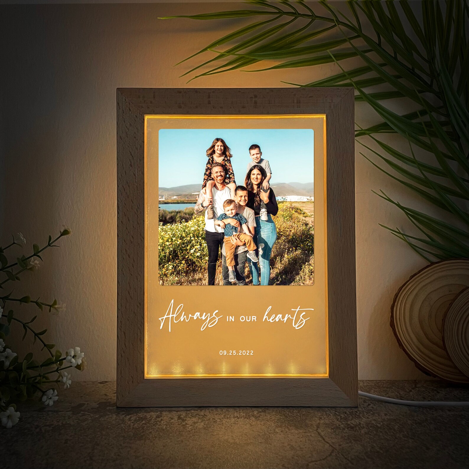 Custom Personalized Memorial Led Light - Memorial Gift For Family Member/ Mother's Day/Father's Day - God Has You In His Arms I Have You In My Heart