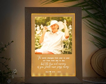 Personalized Memorial LED Light Photo Frame for Loss of Mother - Sympathy Gift with Remembrance Quote, LOM01