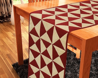 Quilted Table Runner & Toppers patchwork country Kaleidoscope Burgundy Khaki by HOME HEART Brands(Made in India)