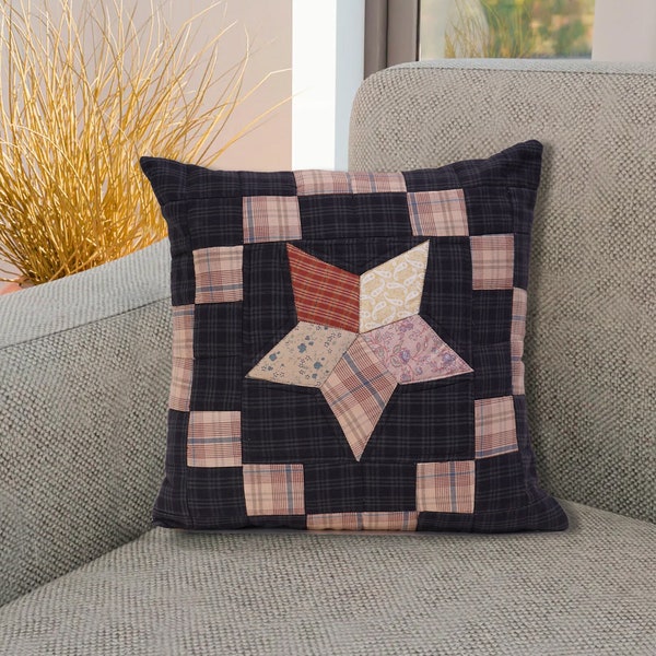 Örngott 16"x16" tum handquiltat kuddfodral, dekorativt kuddfodral Galaxy country star HOME HEART Brands (tillverkat i Indien)