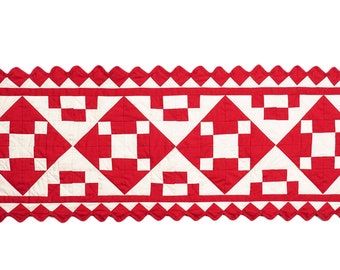 Valentine day Quilted Table Runners & Toppers patchwork red diamond square calico fabric by HOME HEART Brands (Made in India)
