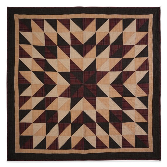Hand made Hand quilted Throw Quilt, Table Toppers 44"x44"  primitive Broken star patchwork Cotton quilt by Home Heart brands (Made in India)