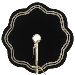 Christmas Tree Skirt Handcrafted Scallop Design black Velvet, Gold Trim Double Layer Heirloom tree skirt by HOME HEART Brands(Made in India)