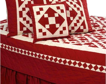 Beställningsvara Handgjord quiltad överkast i arvstil med röd diamantformad kalikå i bomull, lapptäcke Design av HOME HEART Brands