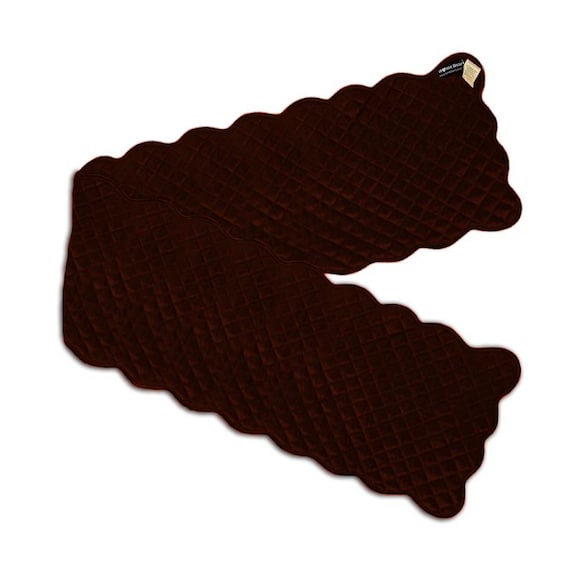 Dupioni silk brown farm house quilted Table Runner & Toppers scallop border reversible double layer by Home Heart Brands(made in INDIA)
