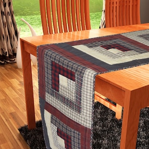 Quilted Table Runner & Toppers patchwork colonial country log cabin primitive  plaid by HOME HEART Brands( made in INDIA)